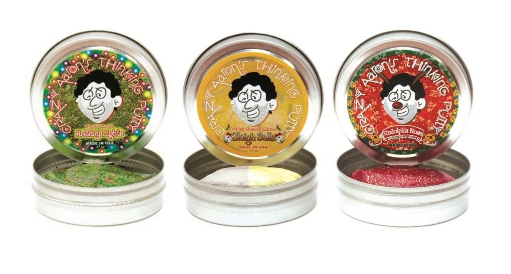 Crazy Aaron's Thinking Putty Holiday Lights Sleigh Bells Rudolphs