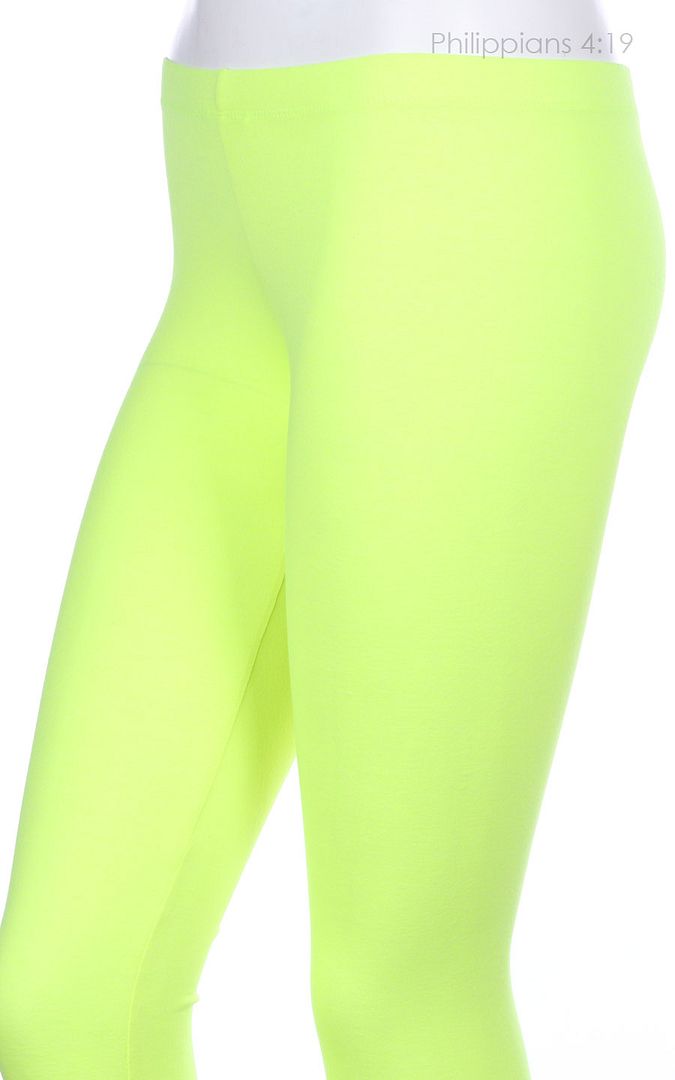 Solid Bright Neon Colors Full Length Long Leggings Tights Skinny Cotton Spandex Ebay 1764