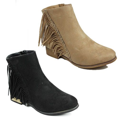 Ladies Womens Zipped Chelsea Ankle Boots Low Block Heel Tassel Shoes Size Uk 3-8
