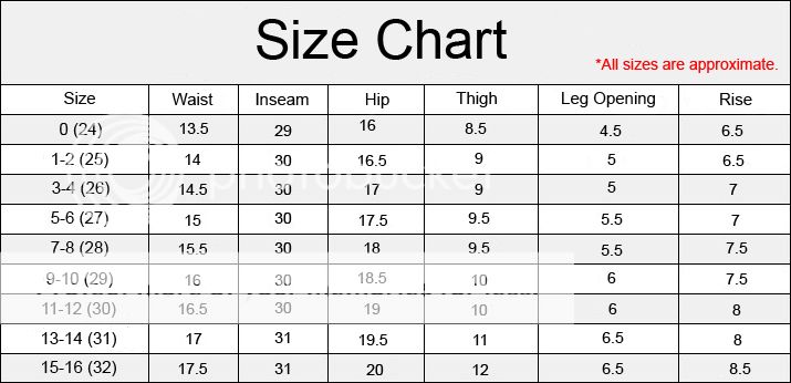 Denim 24 7 Size Chart