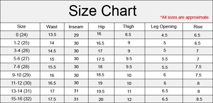 Denim 24 7 Size Chart